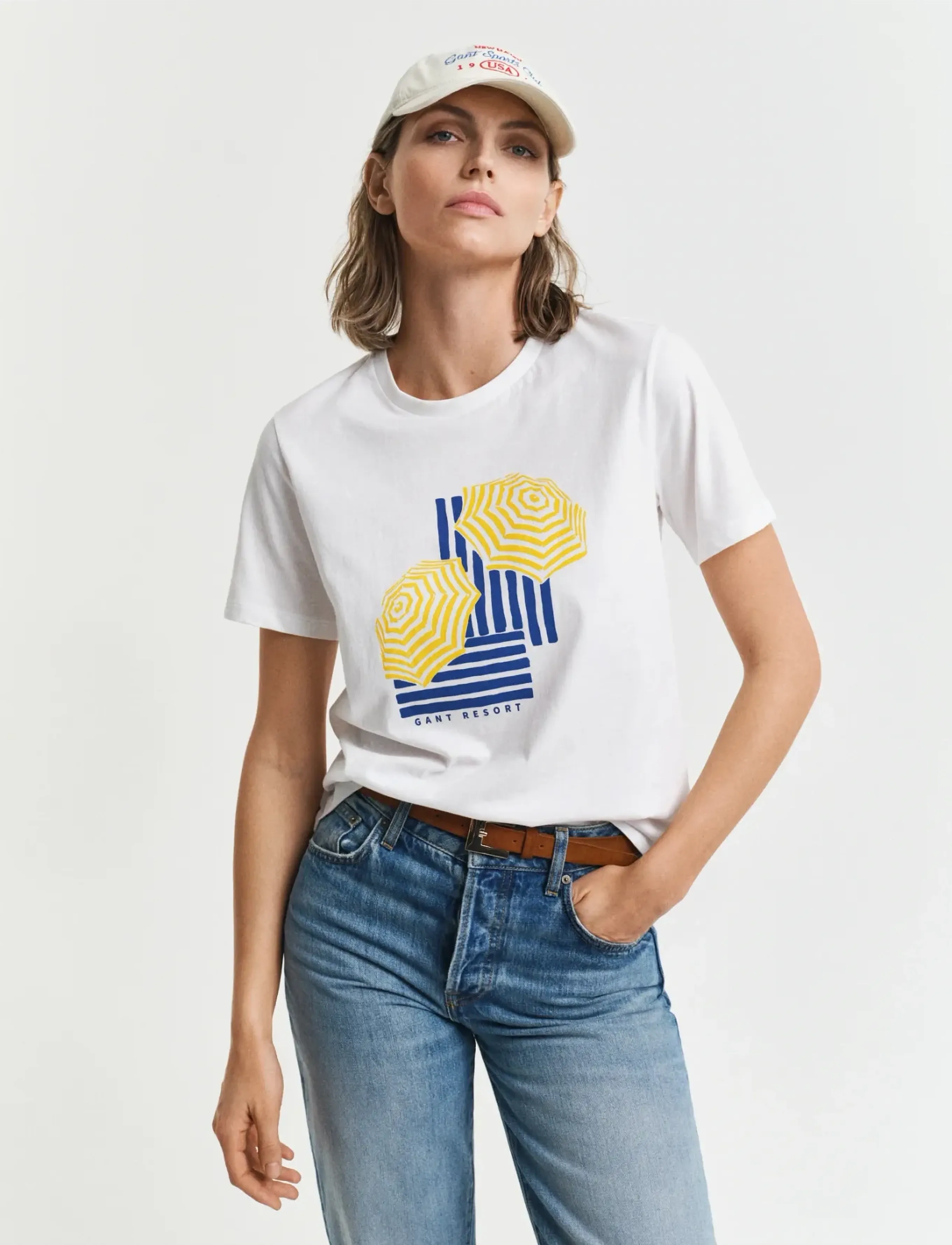 Gant REG GRAPHIC SS T-SHIRT - T-shirts & Toppar - MULTICOLOR / white