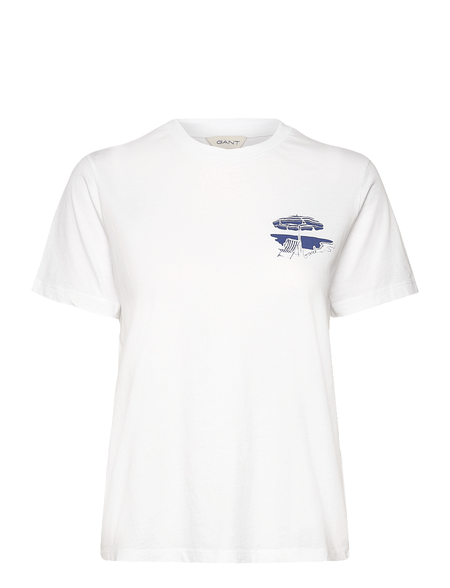 Gant - REG GRAPHIC SS T-SHIRT - t-särgid - white - 1