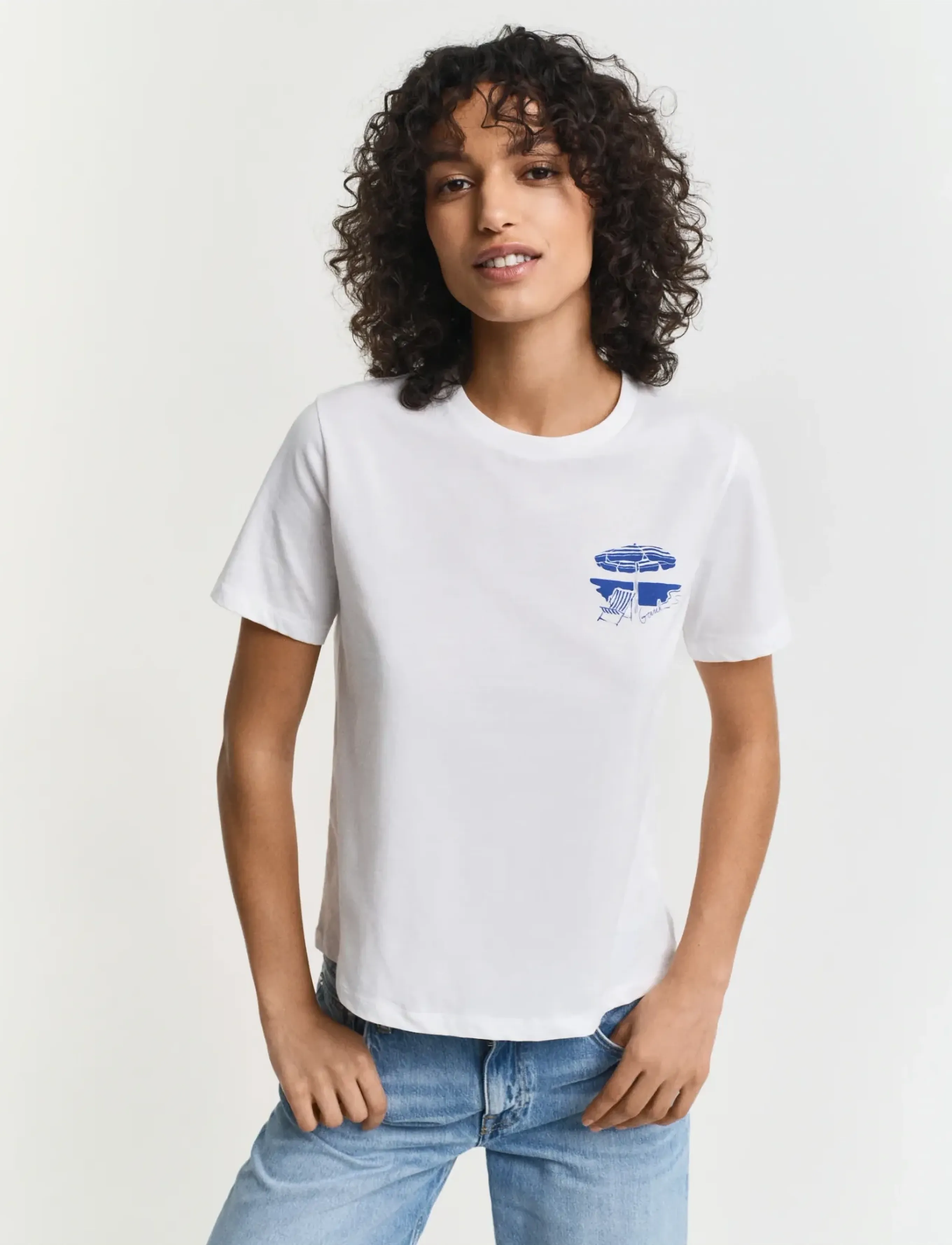 GANT REG GRAPHIC SS T-SHIRT - T-särgid ja alussärgid - WHITE / white