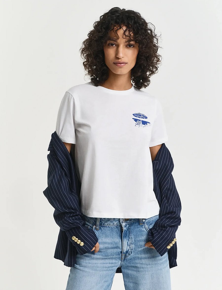 Gant - REG GRAPHIC SS T-SHIRT - t-särgid - white - 4