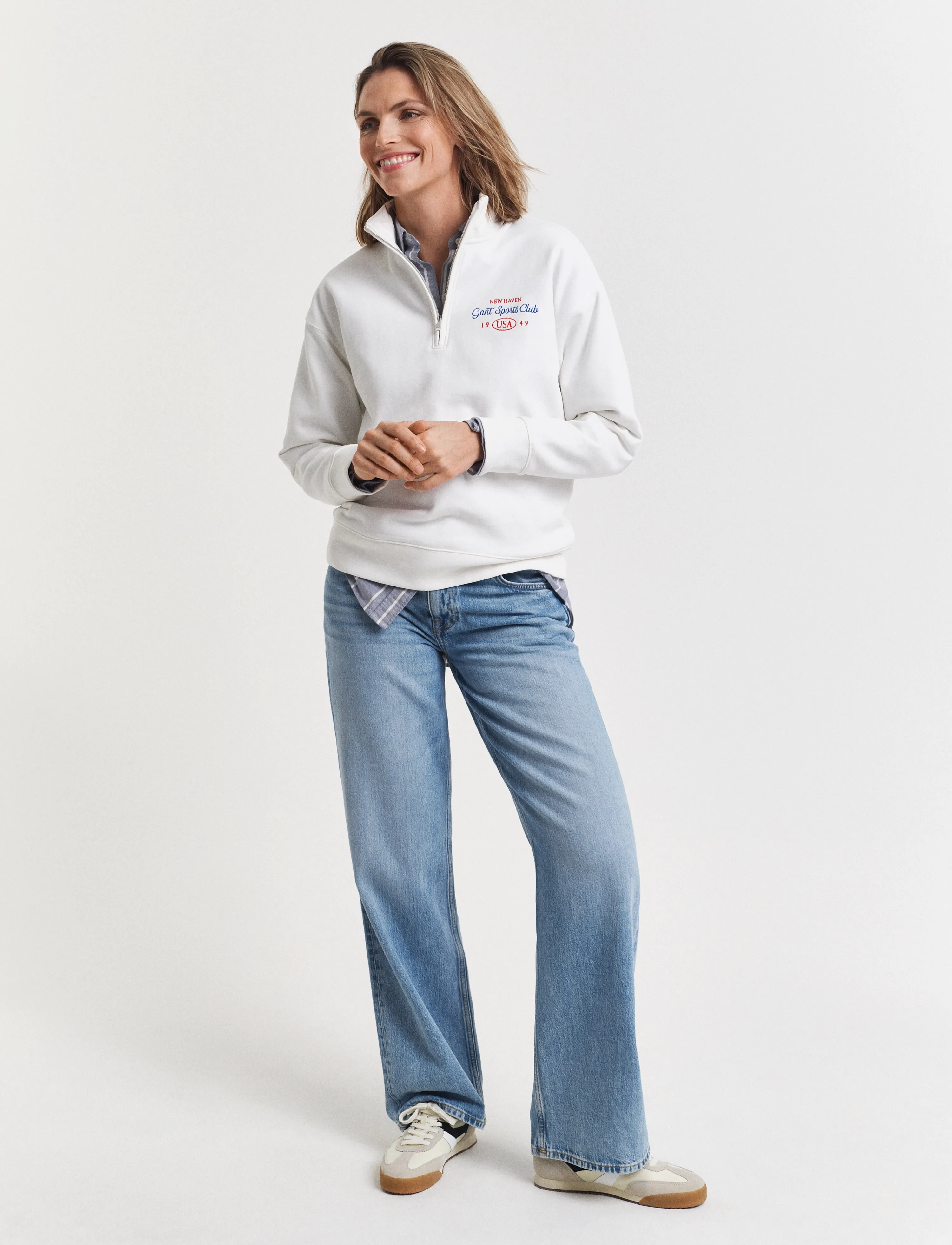 Gant - GRAPHIC HALF ZIP SWEAT - modetrends - eggshell - 5