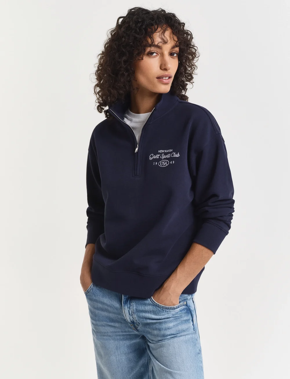 GANT - GRAPHIC HALF ZIP SWEAT - mode trends - evening blue - 0