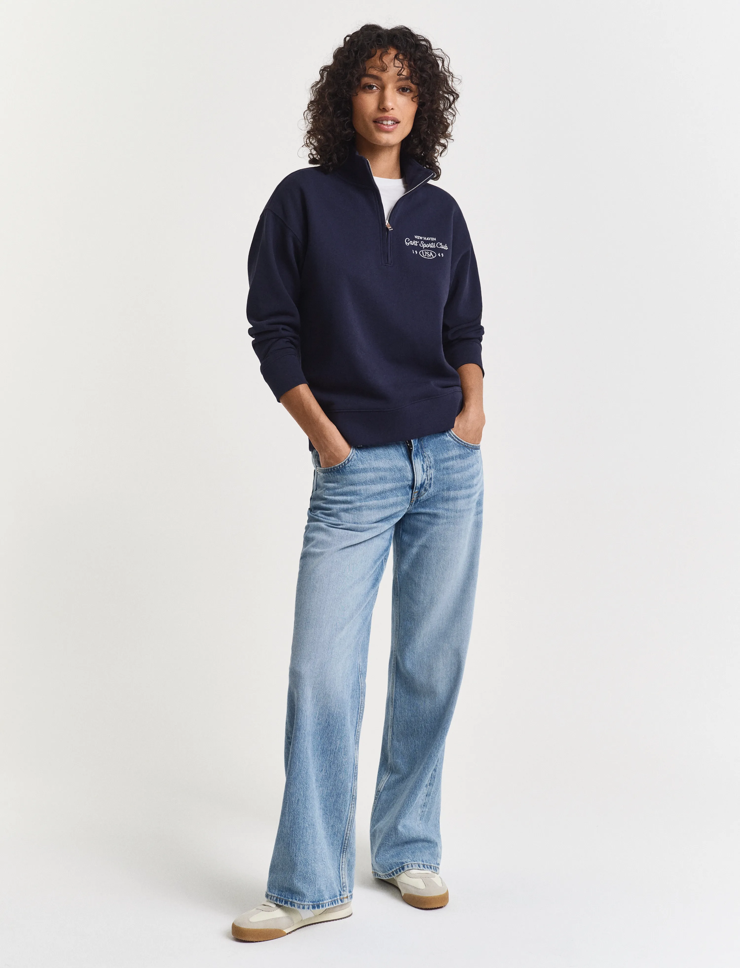 Gant - GRAPHIC HALF ZIP SWEAT - dressipluusid - evening blue - 5