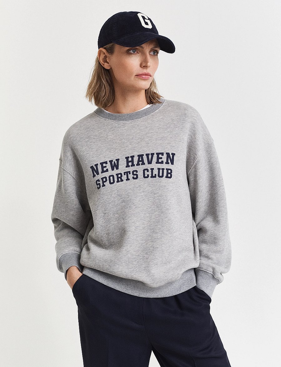 Gant - GRAPHIC C-NECK SWEAT - colleget - light grey melange - 0