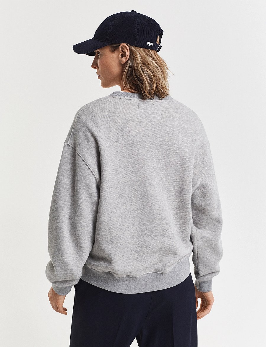 Gant - GRAPHIC C-NECK SWEAT - colleget - light grey melange - 2