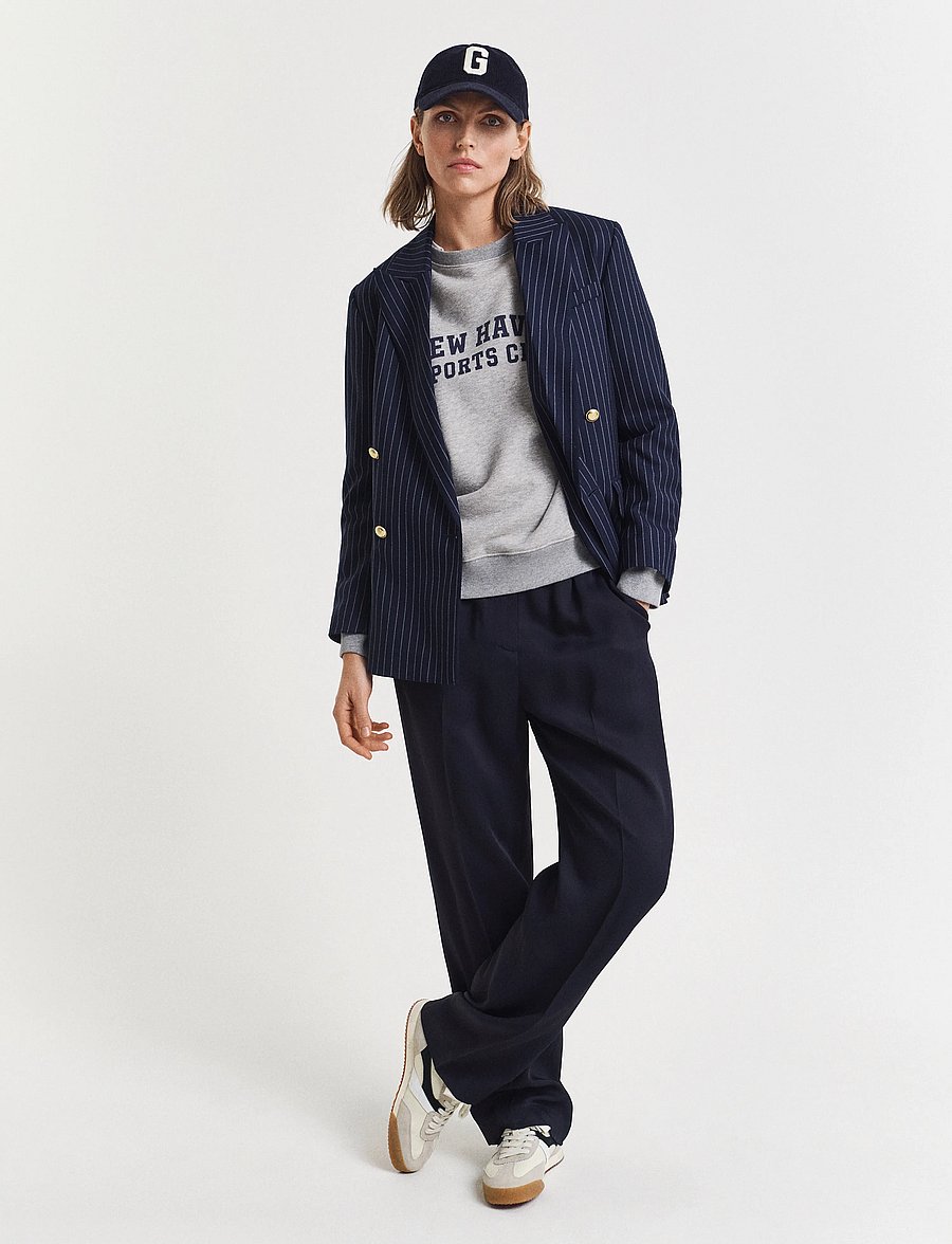 Gant - GRAPHIC C-NECK SWEAT - colleget - light grey melange - 4