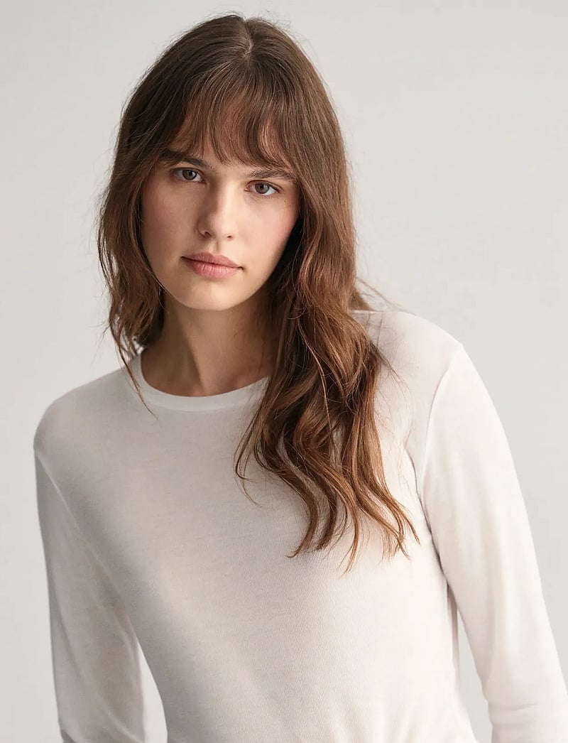 GANT - SLIM LIGHTWEIGHT LS T-SHIRT - langärmlige tops - white - 4