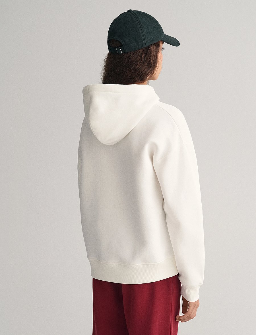 Gant - REL SHIELD HOODIE - kapuzenpullover - eggshell - 3