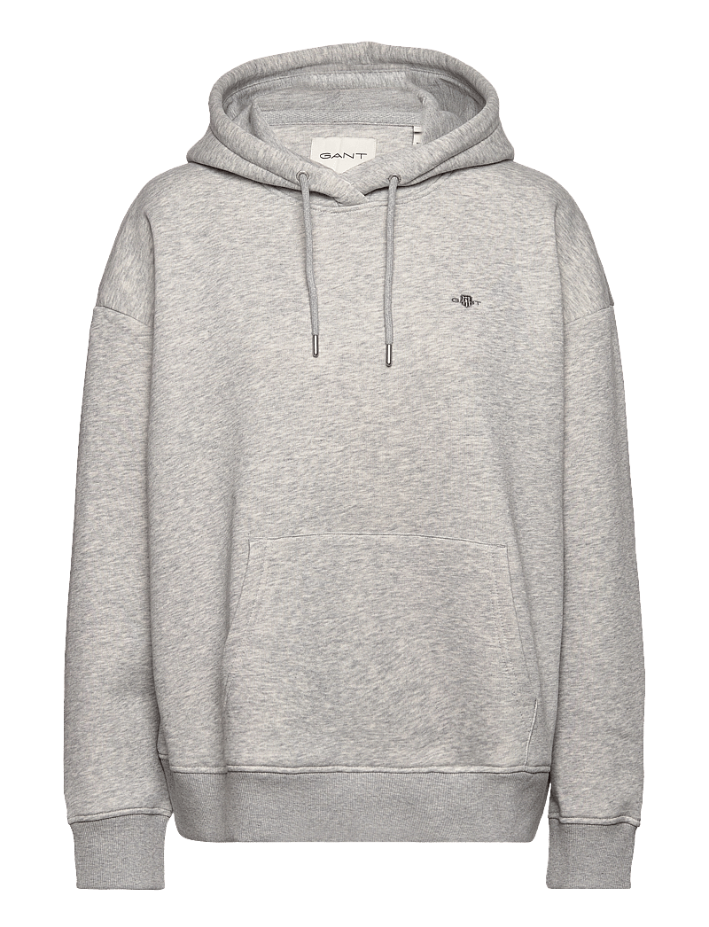 GANT - REL SHIELD HOODIE - kapuzenpullover - light grey melange - 1