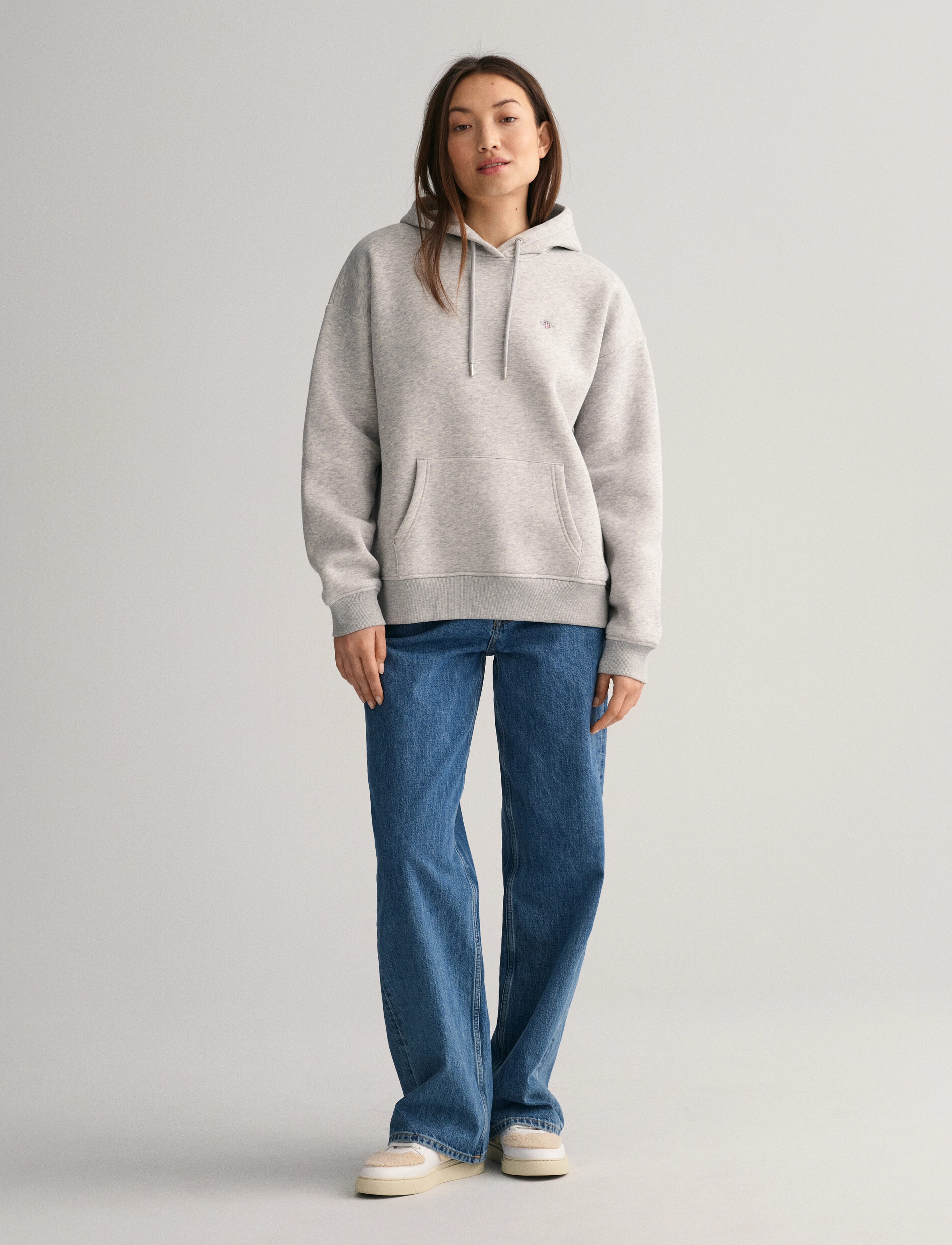 Gant - REL SHIELD HOODIE - hoodies - light grey melange - 5