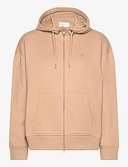 GANT - REL SHIELD ZIP HOODIE - bluzy z kapturem - dark khaki - 0