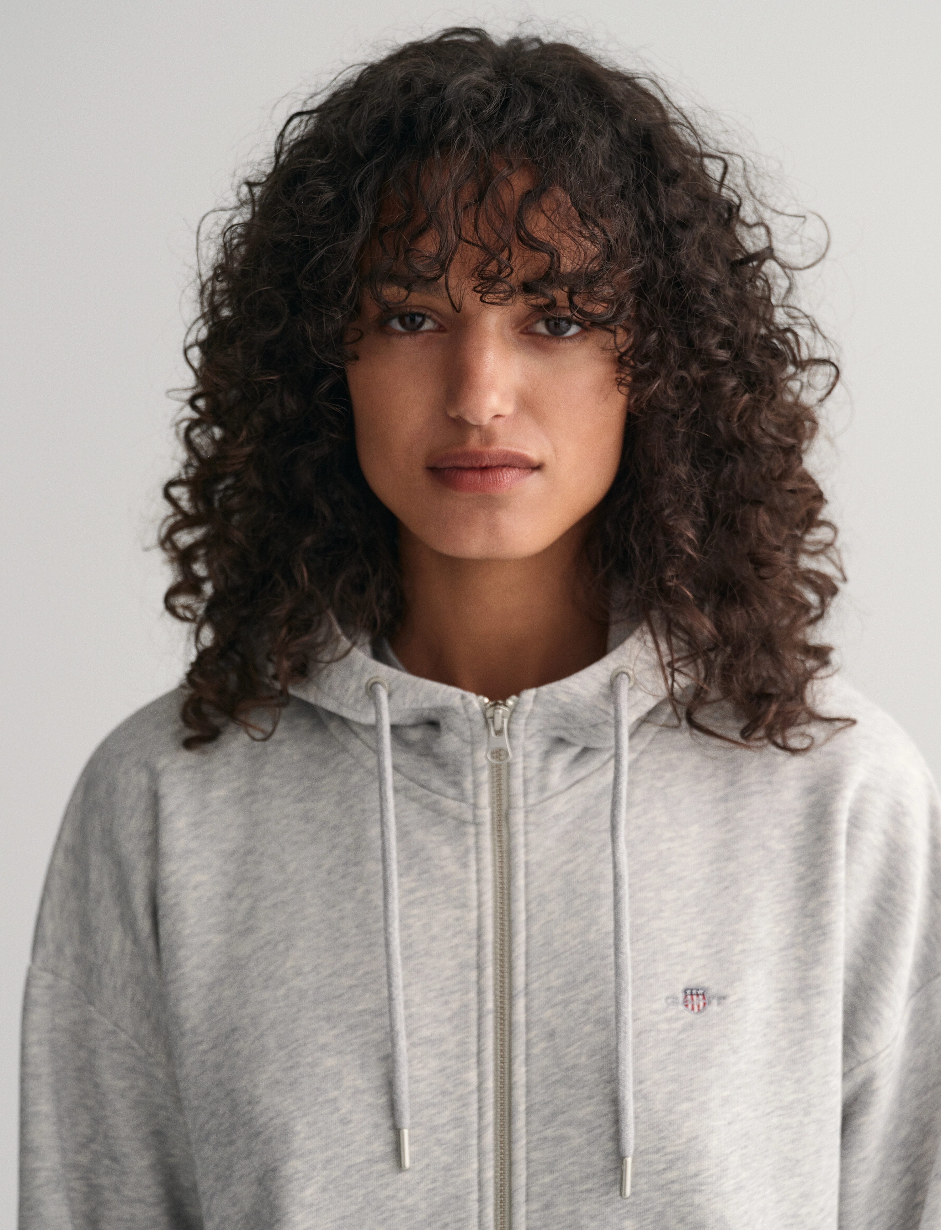 GANT - REL SHIELD ZIP HOODIE - light grey melange - 4
