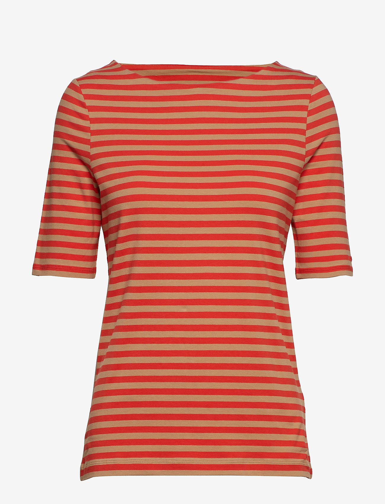 GANT - D1. BOATNECK STRIPED TOP - blood orange - 0