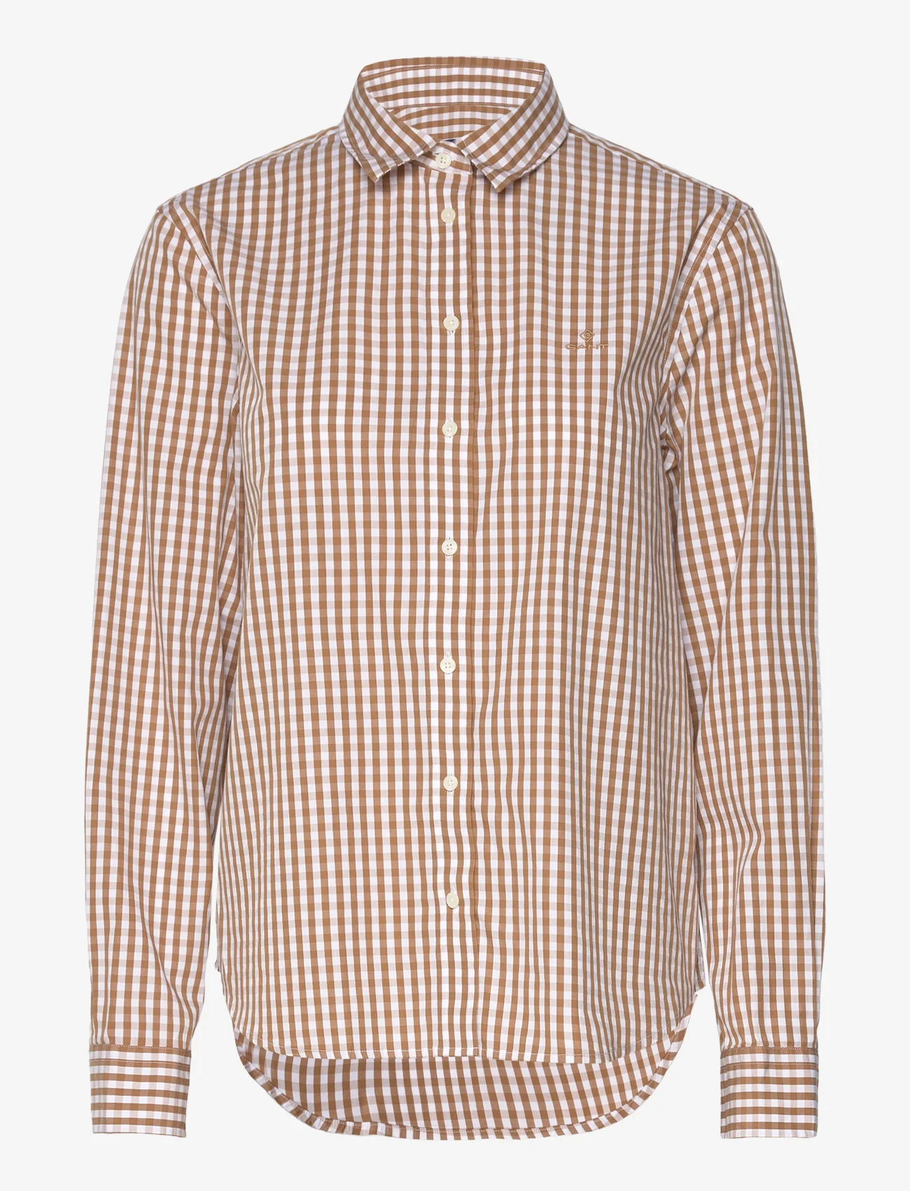 GANT - REG BROADCLOTH GINGHAM SHIRT - langermede skjorter - warm khaki - 0