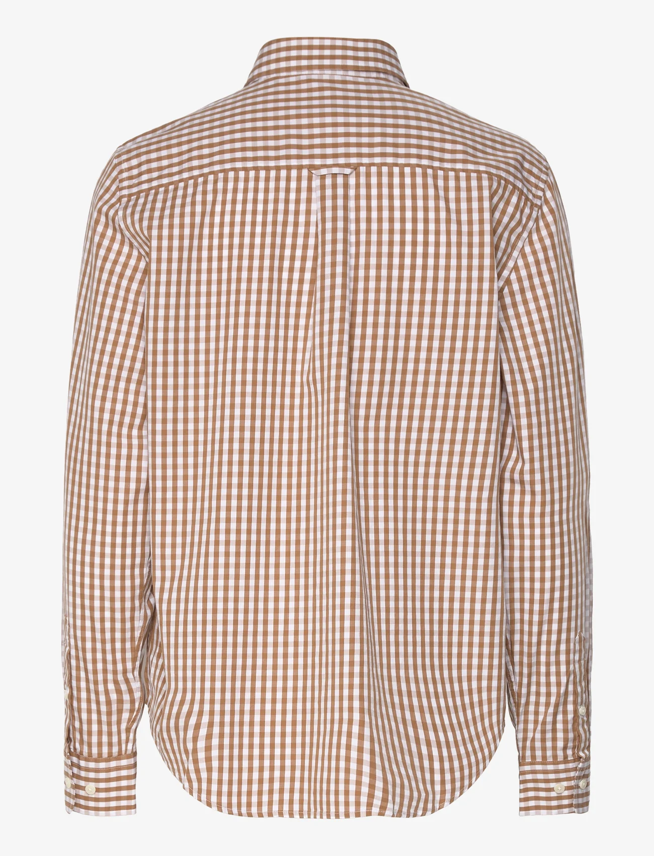 GANT - REG BROADCLOTH GINGHAM SHIRT - langärmlige hemden - warm khaki - 1