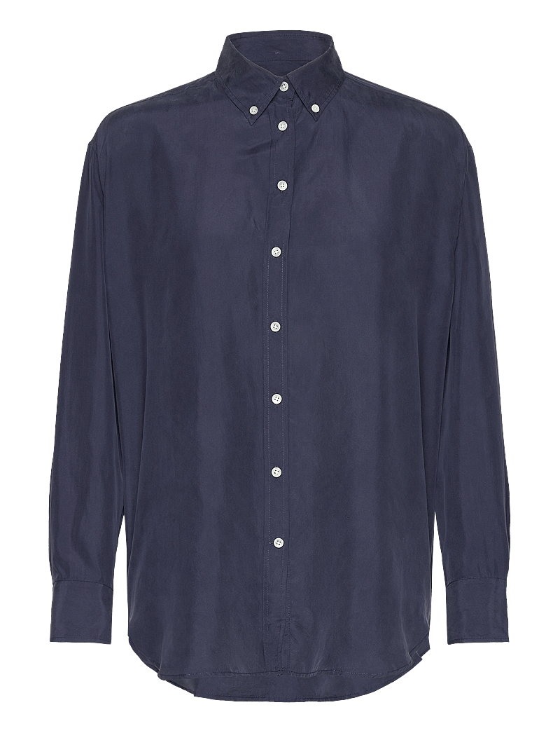 GANT - RELAXED SILK SHIRT - långärmade skjortor - classic blue - 0