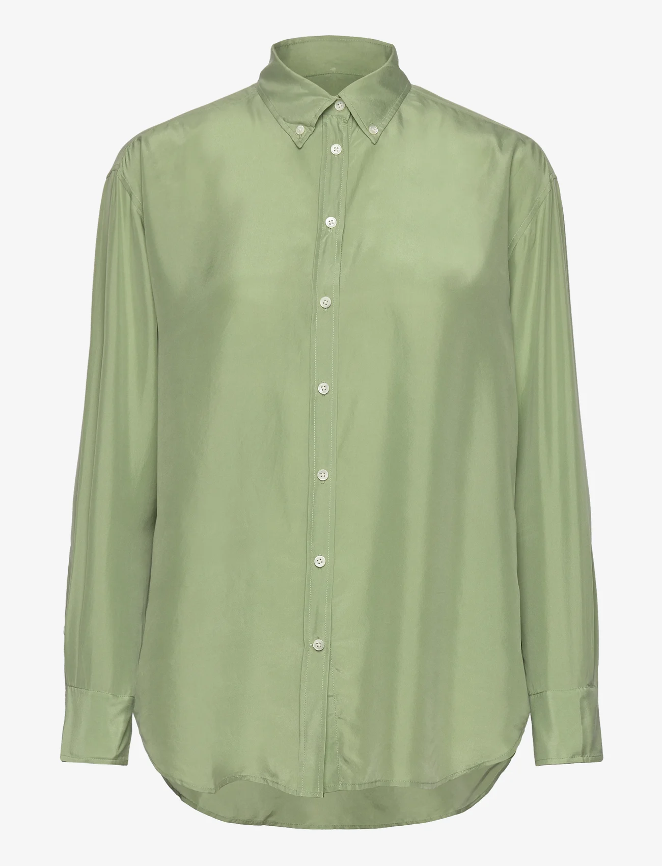 GANT - RELAXED SILK SHIRT - long-sleeved shirts - eucalyptus green - 0