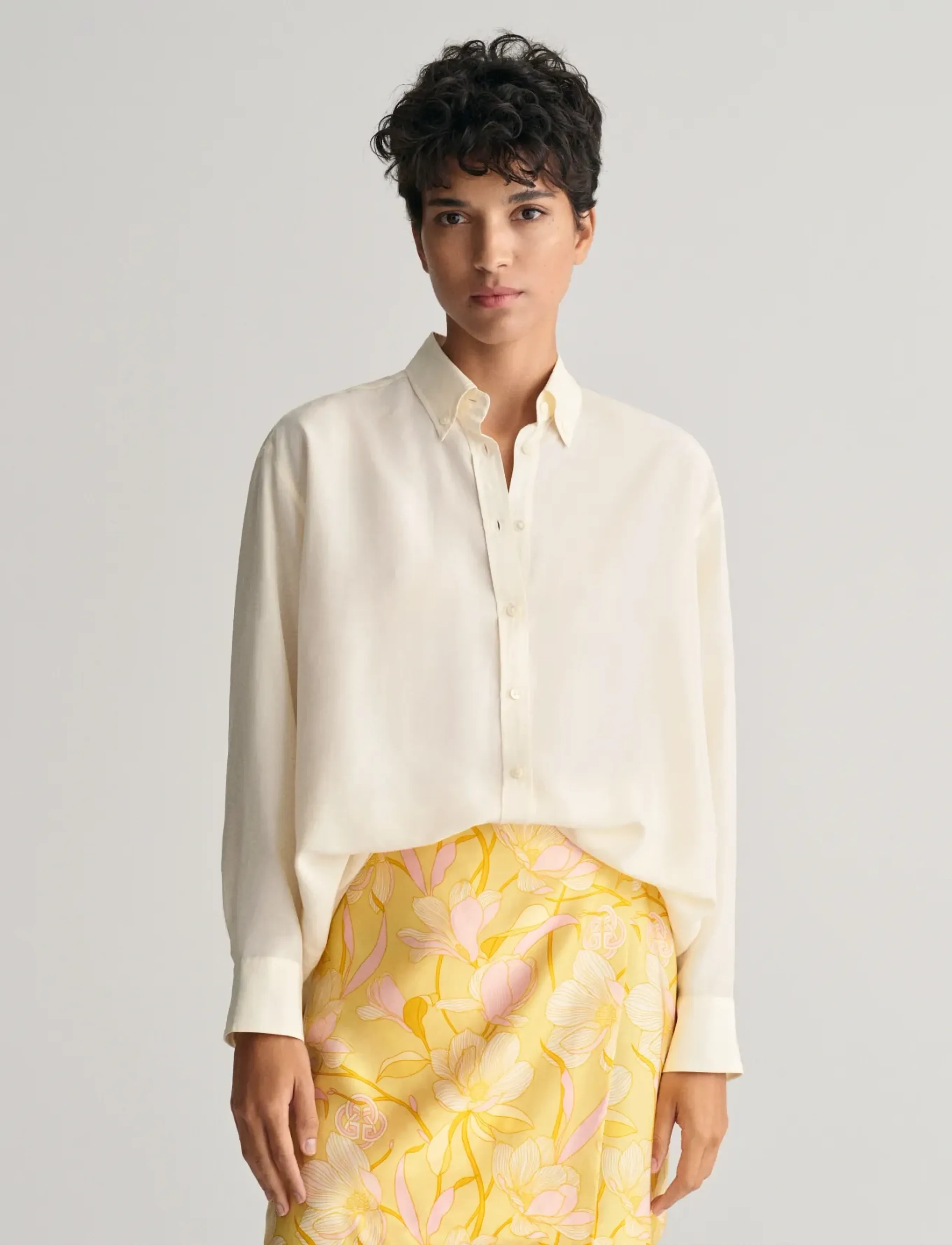 Gant Relaxed Silk Shirt, 34, Shirts, Weiß - Long-sleeved, Frauen