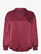 D1. STAND COLLAR POP OVER BLOUSE - PLUMPED RED