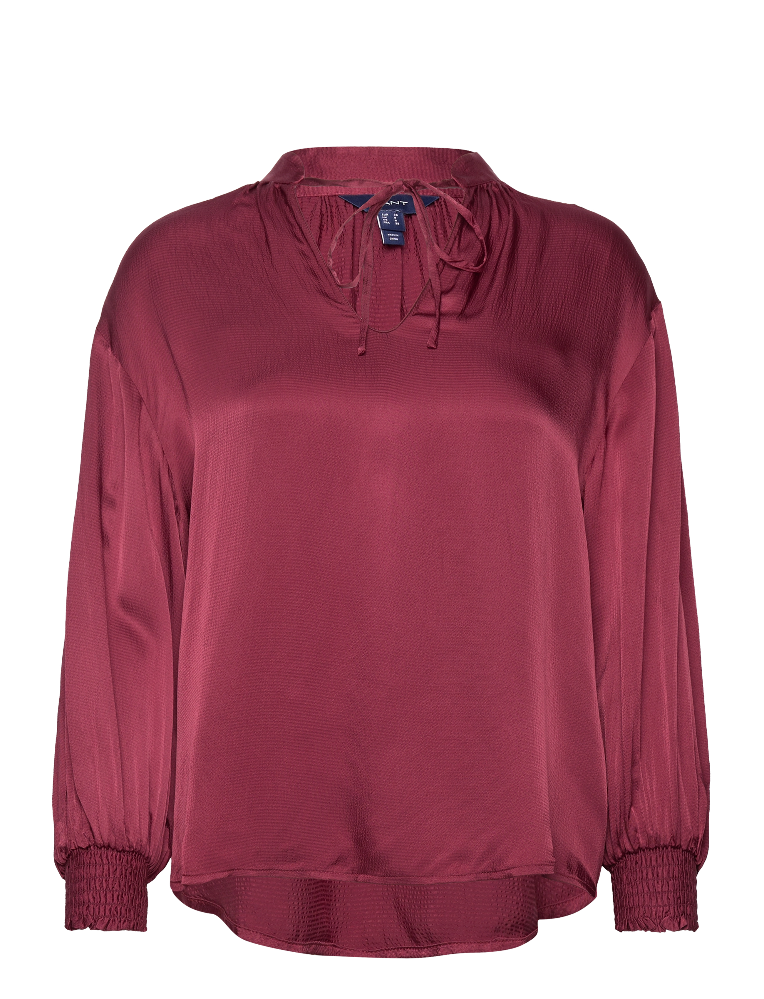 Gant D1. STAND COLLAR POP OVER BLOUSE - Bluser - PLUMPED RED / burgundy