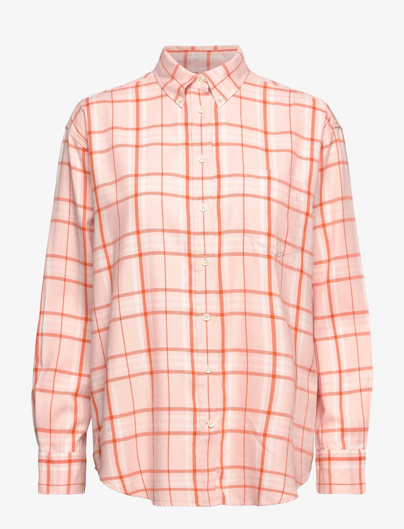 GANT - D2. RELAXED CHECK FLANNEL SHIRT - long-sleeved shirts - silver peony - 0