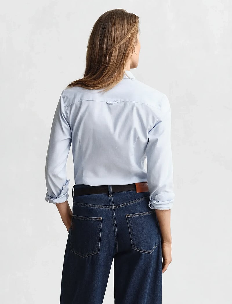 GANT - SLIM STRETCH OXFORD SHIRT - langärmlige hemden - light blue - 2