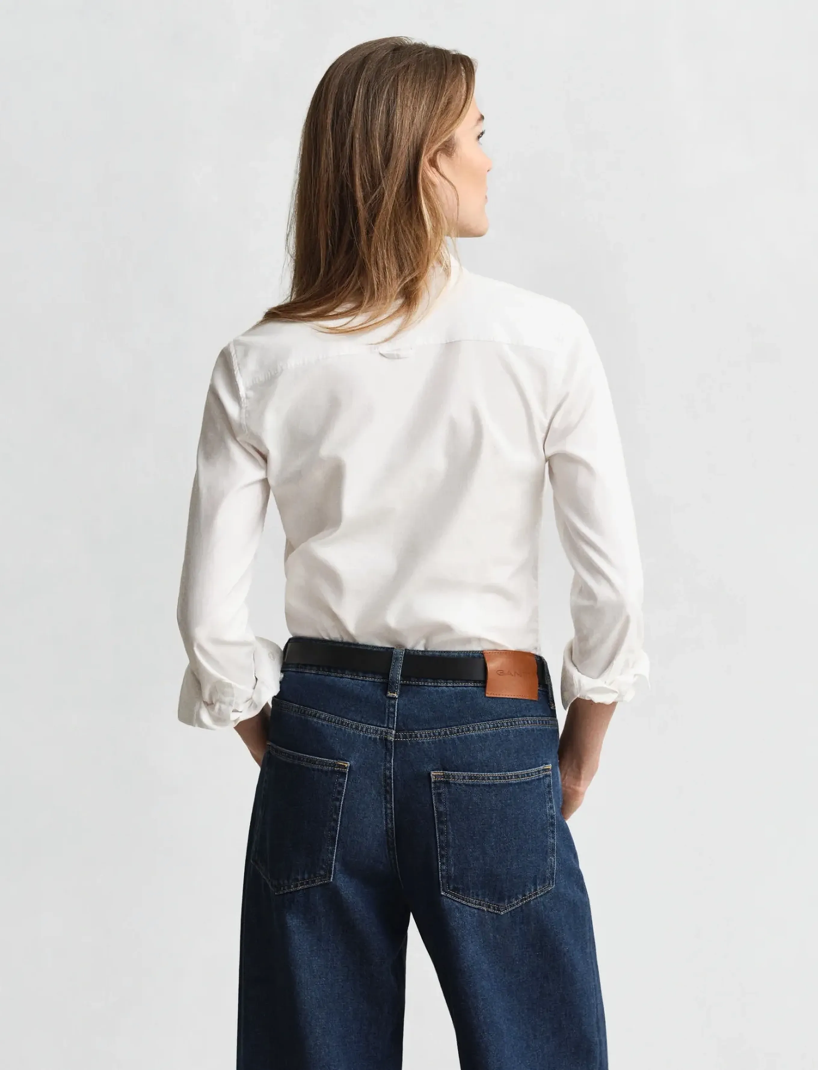 Gant - SLIM STRETCH OXFORD SHIRT - langermede skjorter - white - 3