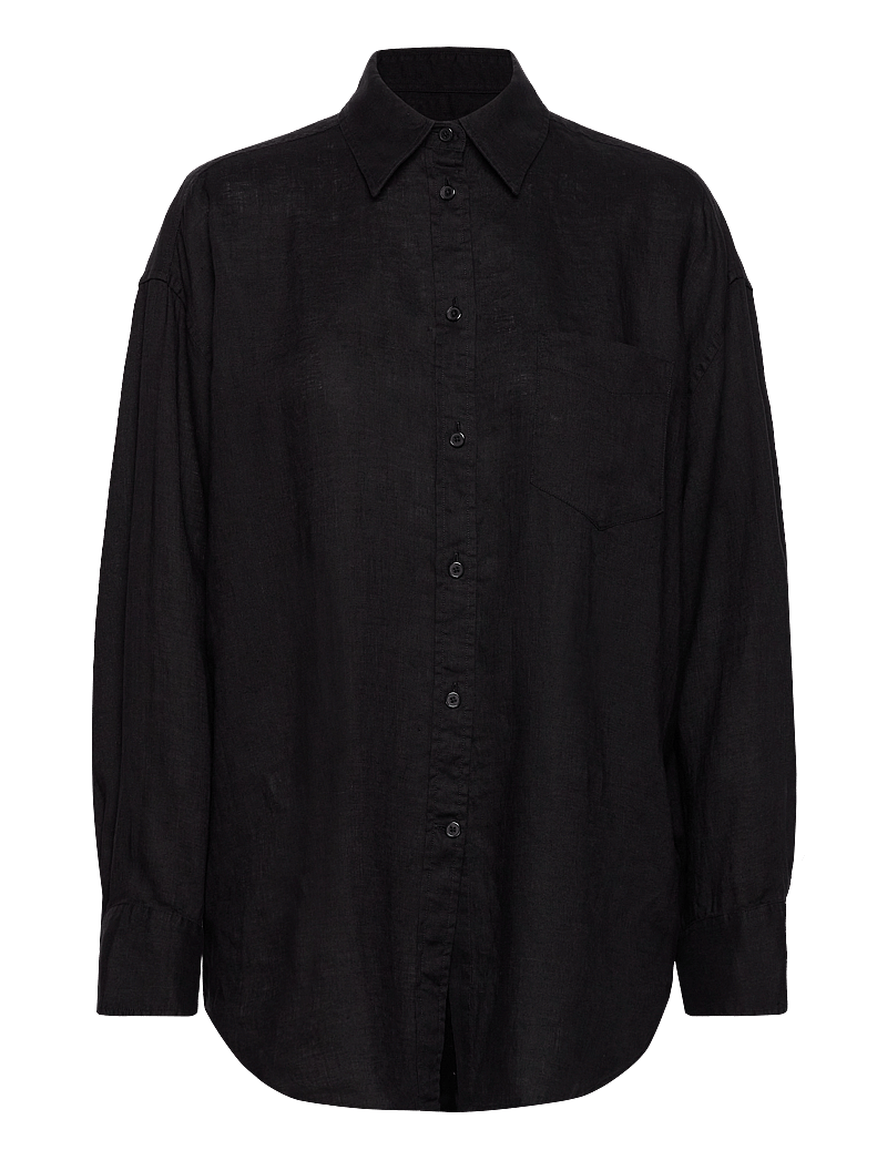 GANT - OS LINEN SHIRT - hørskjorter - ebony black - 0