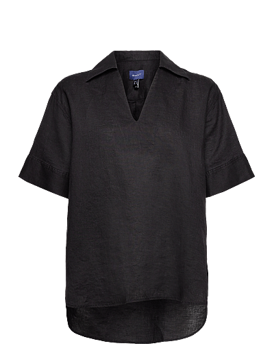 Gant REL POP OVER LINEN SS SHIRT - Clothing - EBONY BLACK / black