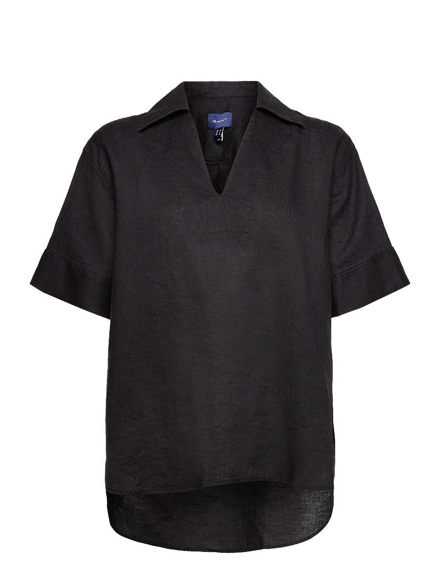 Gant - REL POP OVER LINEN SS SHIRT - chemises de lin - ebony black - 1