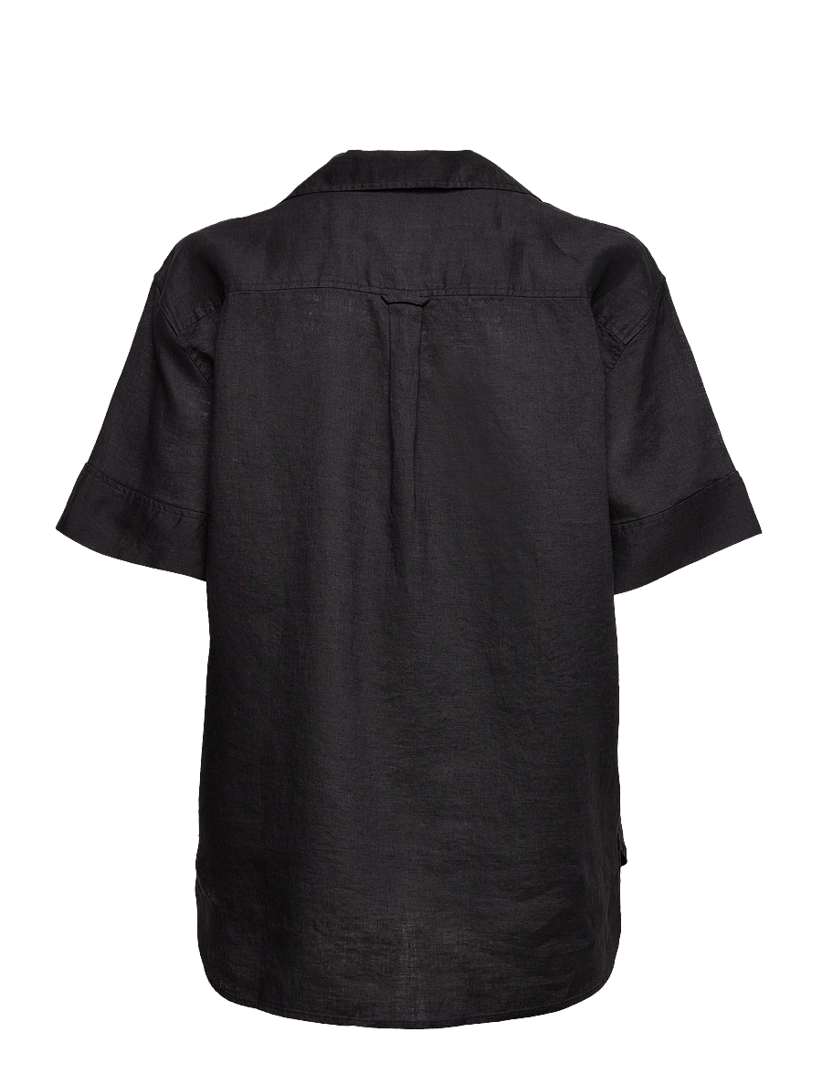 Gant - REL POP OVER LINEN SS SHIRT - chemises de lin - ebony black - 2