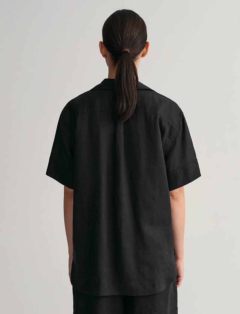 GANT - REL POP OVER LINEN SS SHIRT - koszule lniane - ebony black - 3