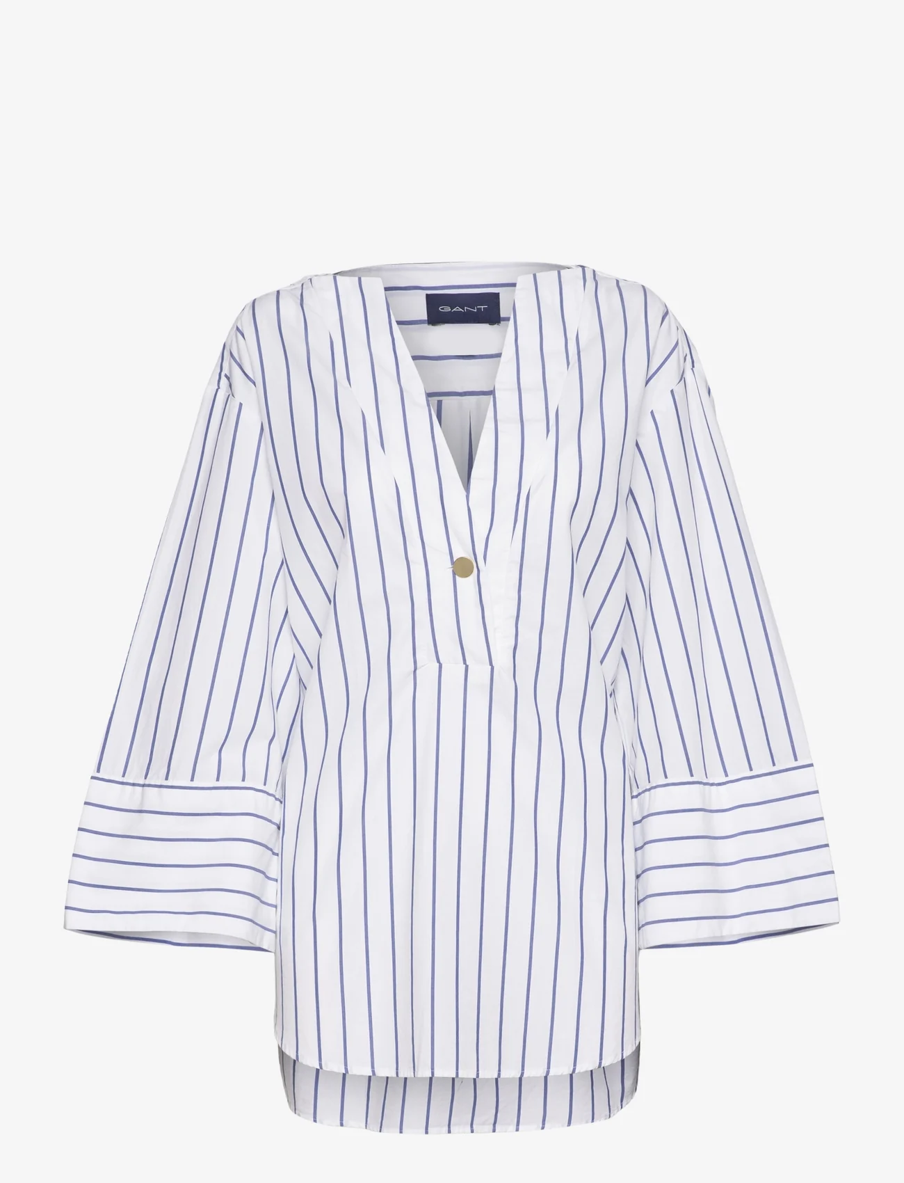 GANT - RELAXED POPOVER STRIPED SHIRT - long-sleeved shirts - white - 0