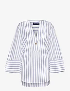 RELAXED POPOVER STRIPED SHIRT - WHITE