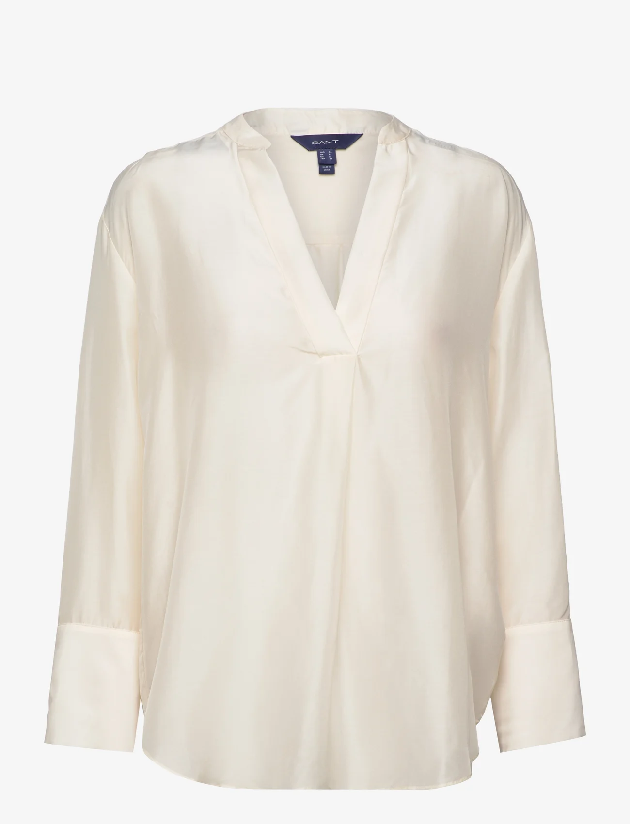 GANT - RELAXED STAND COLLAR BLOUSE - blouses met lange mouwen - linen - 0