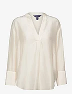 RELAXED STAND COLLAR BLOUSE - LINEN