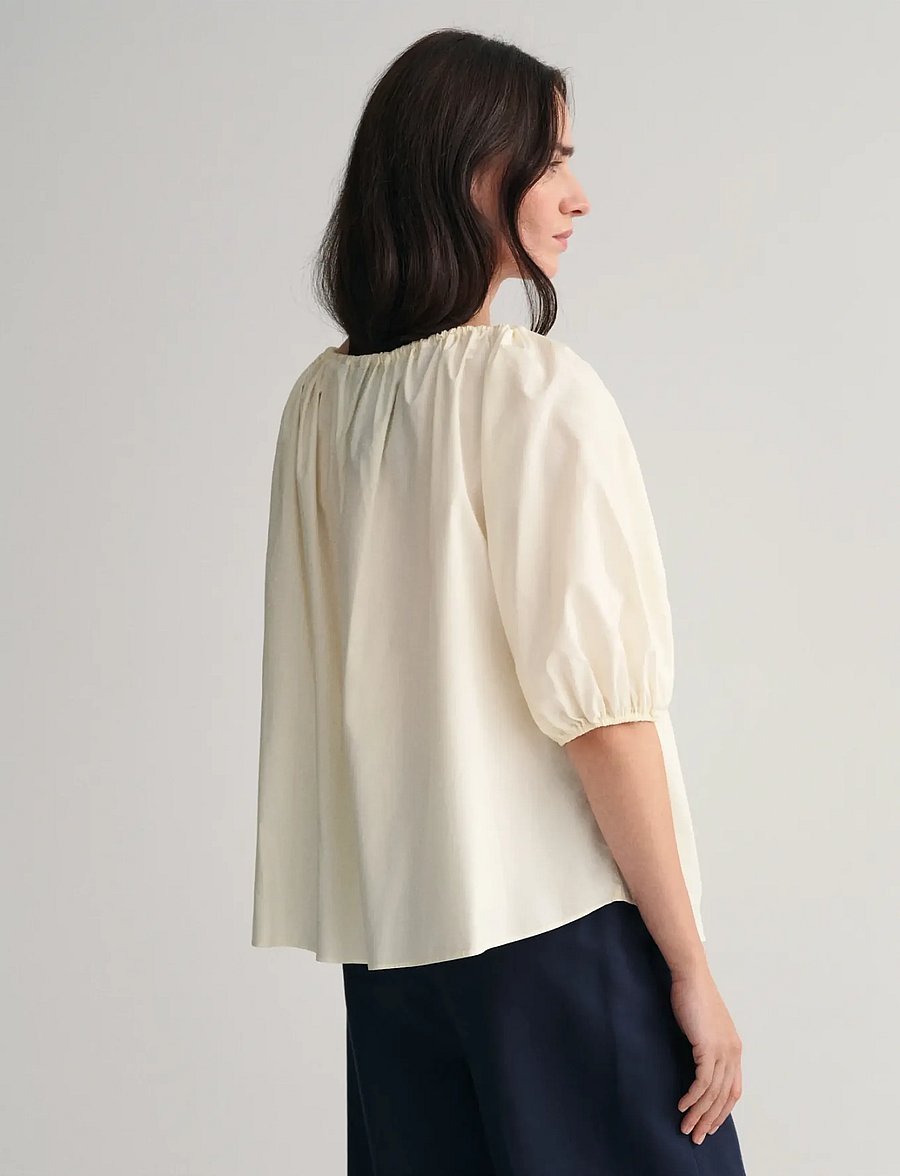 Gant - GATHERED BLOUSE - långärmade blusar - cream - 3