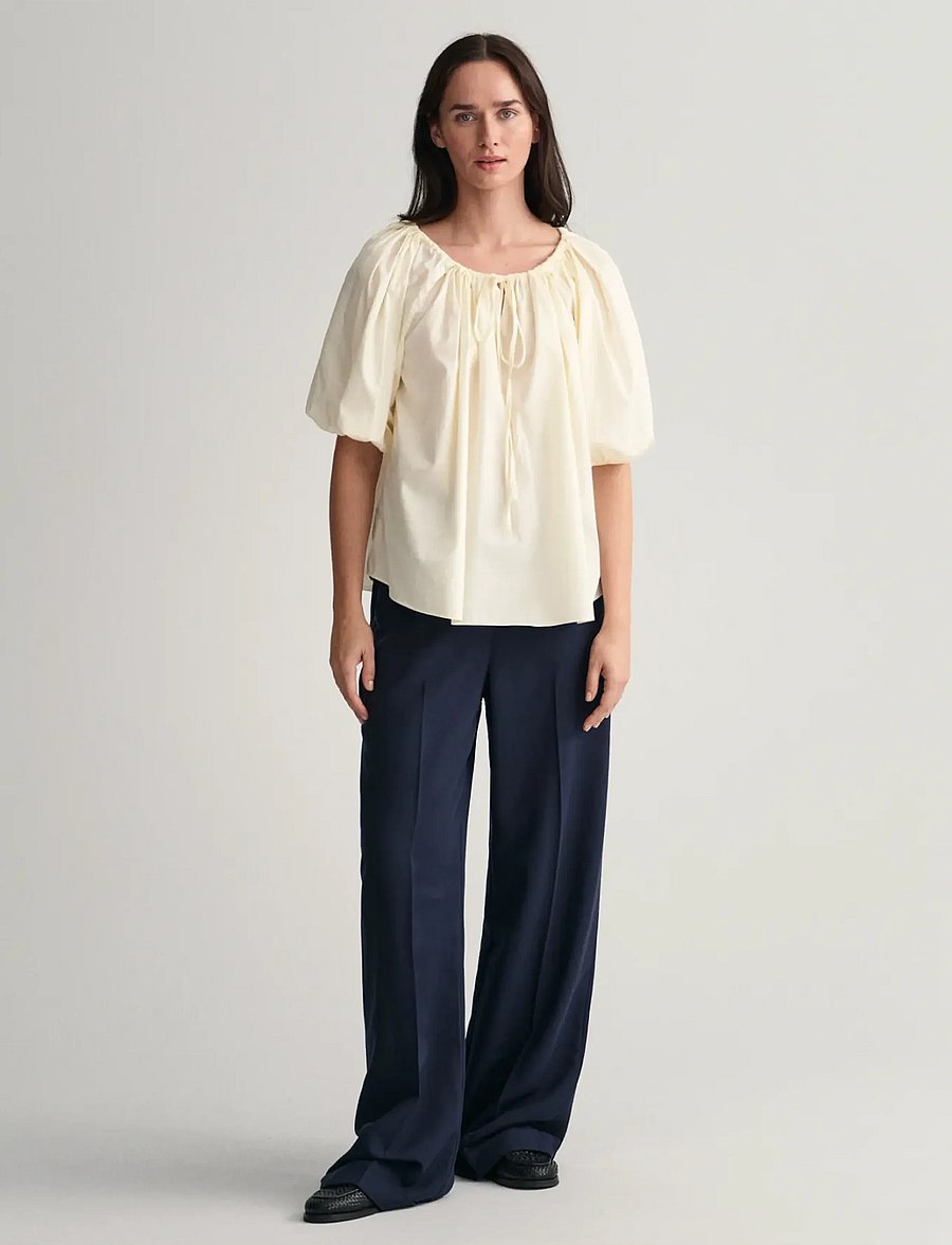 Gant - GATHERED BLOUSE - långärmade blusar - cream - 5