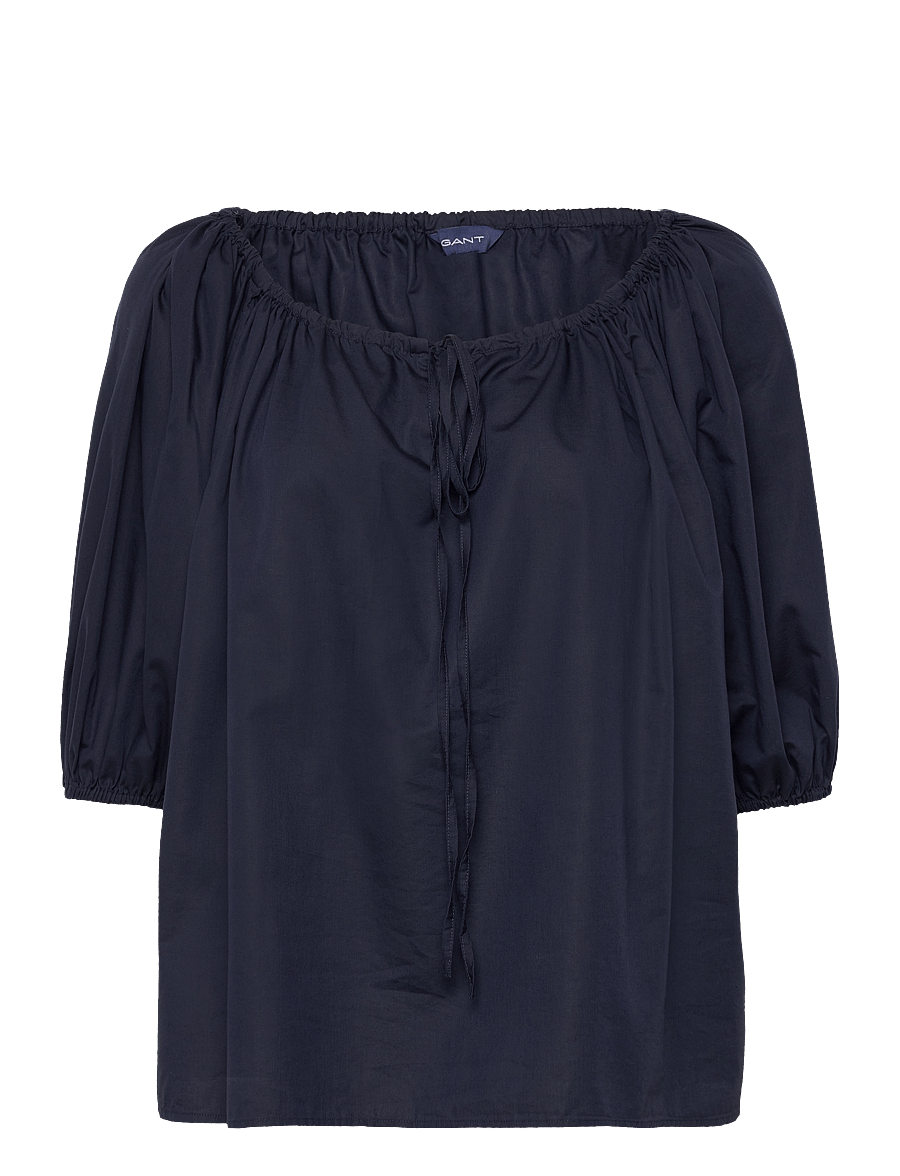 Gant - GATHERED BLOUSE - long sleeved blouses - evening blue - 1