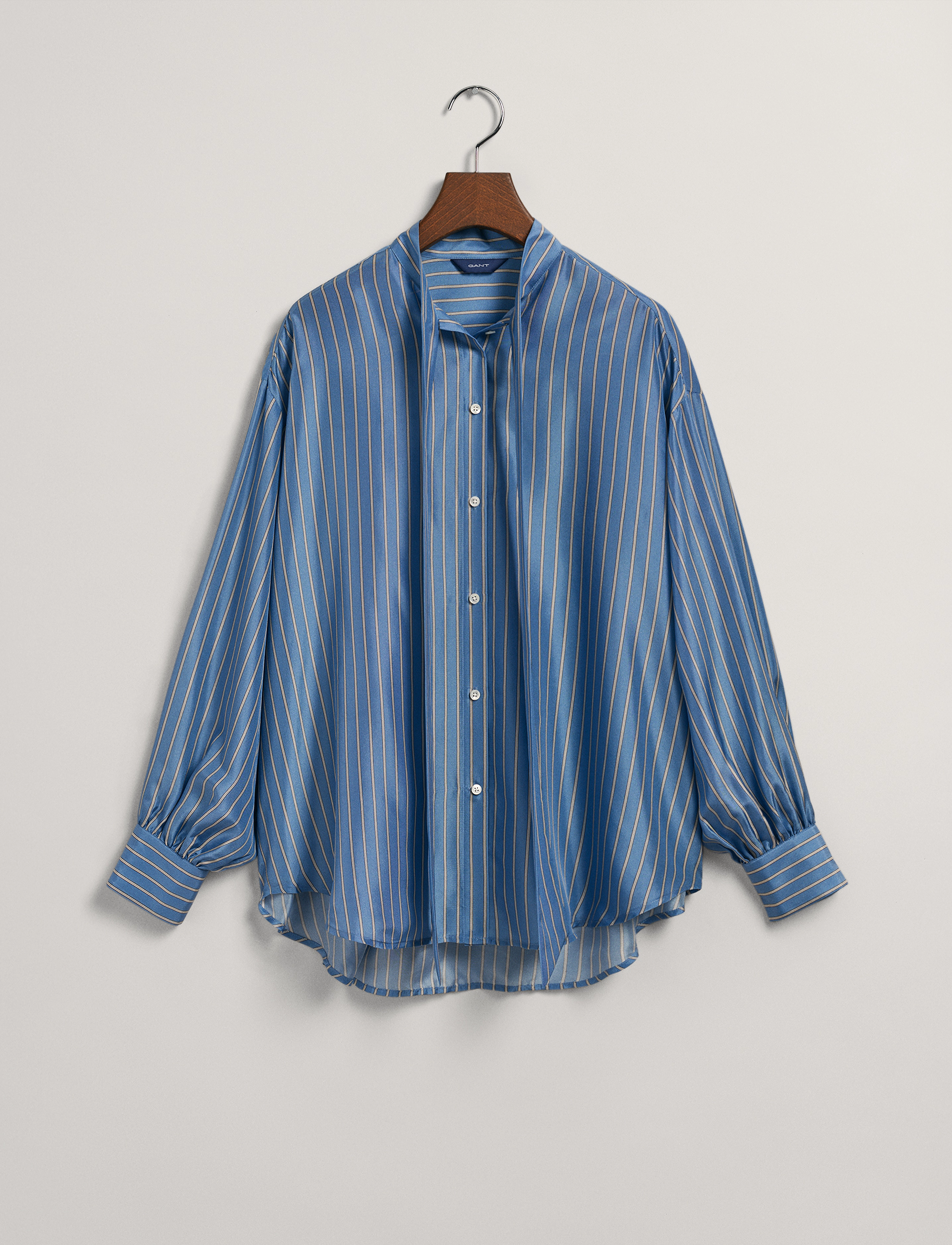 GANT - SILK STRIPE BOW BLOUSE - waterfall blue - 2