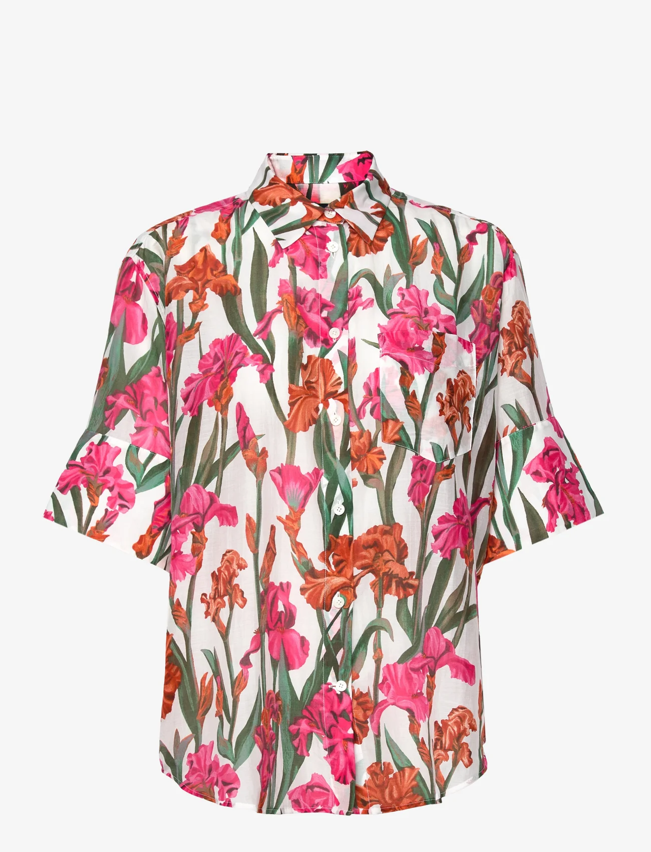 GANT Ss Iris Print Cot Silk Shirt – blusar & skjortor – shoppa på Booztlet