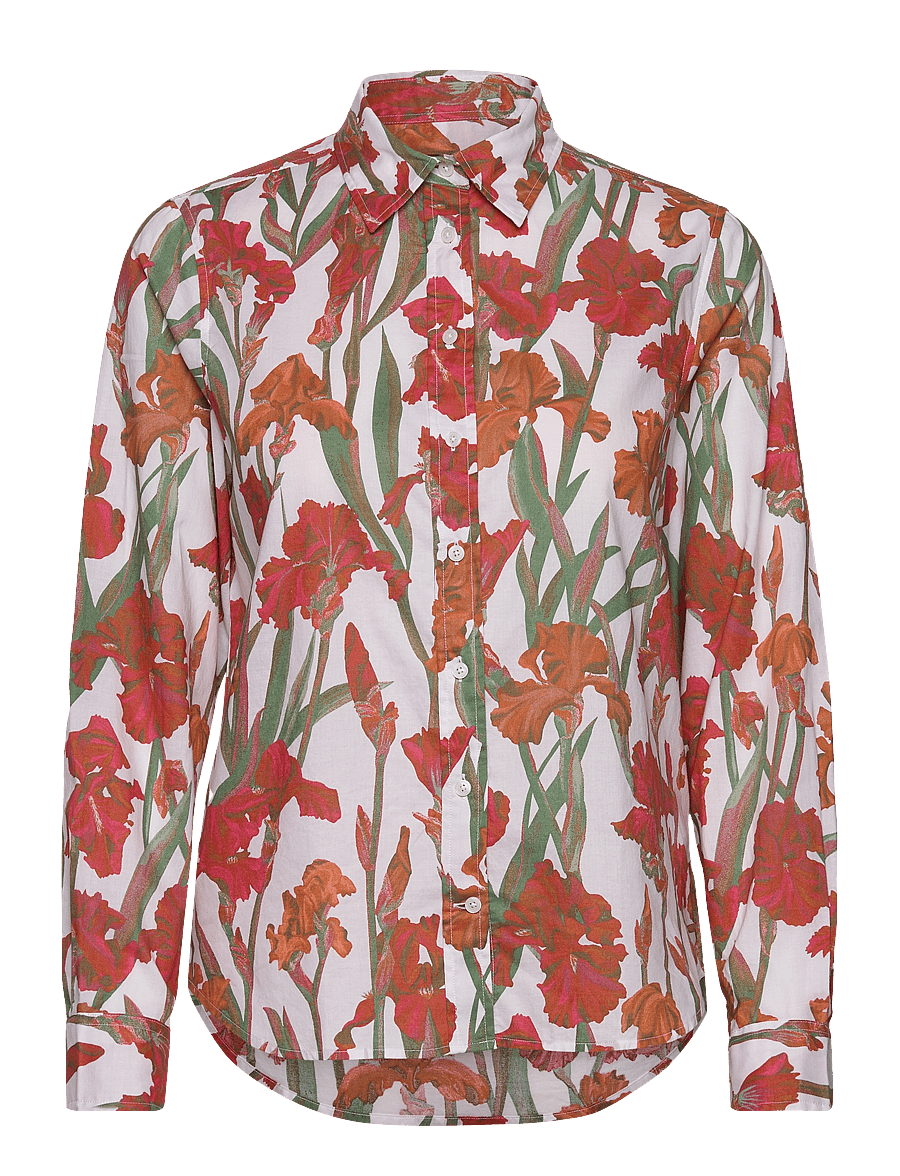 GANT - REGULAR IRIS PRINT COT VOILE SHIRT - eggshell - 0
