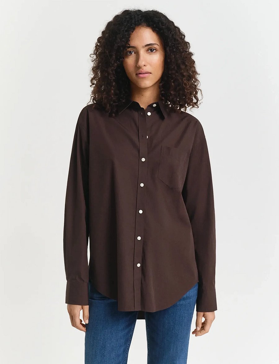 Gant - REL CLASSIC POPLIN SHIRT - overhemden met lange mouwen - deep brown - 0