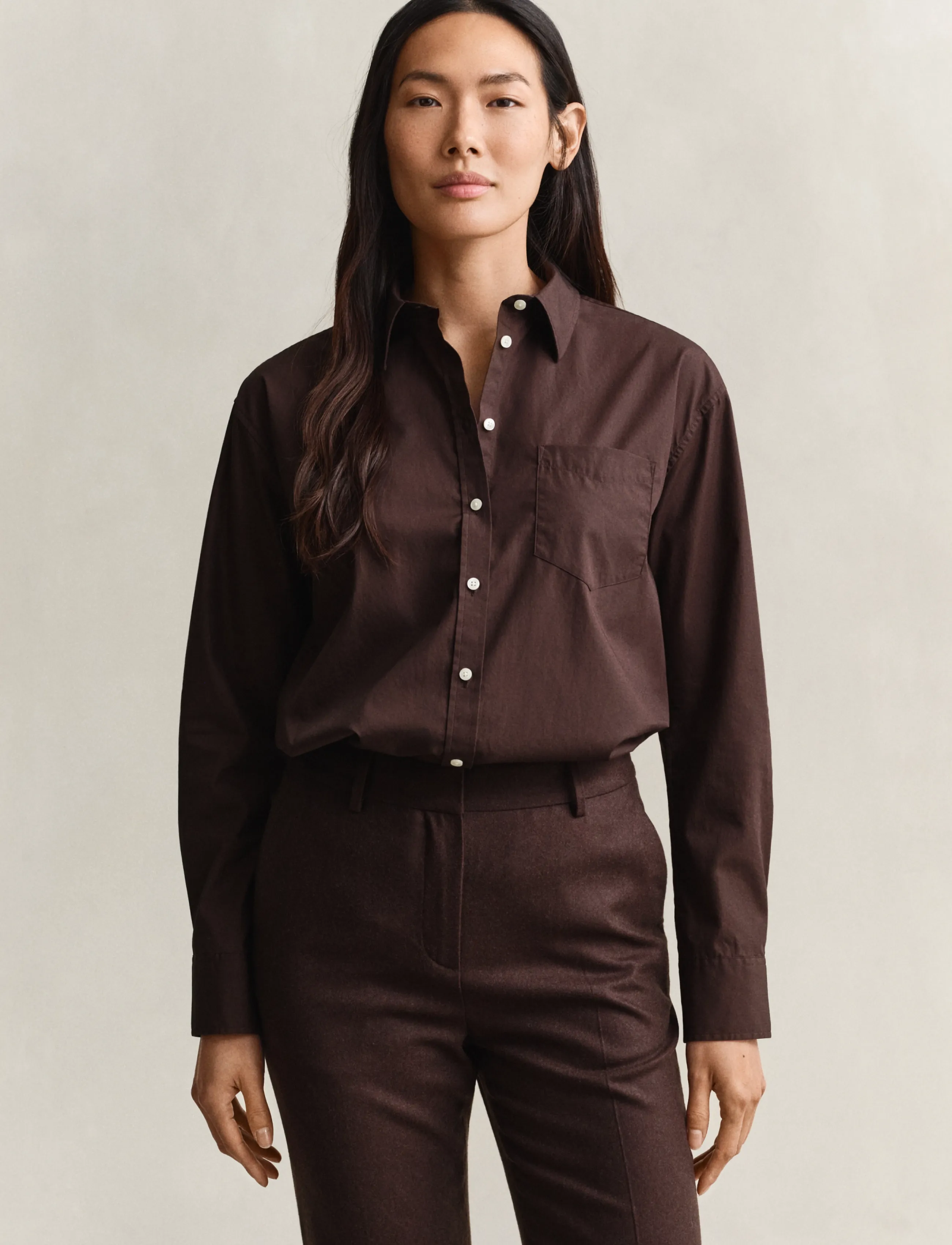 Gant - REL CLASSIC POPLIN SHIRT - långärmade skjortor - deep brown - 0