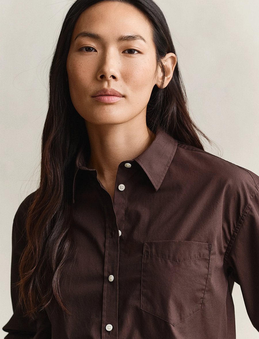 Gant - REL CLASSIC POPLIN SHIRT - långärmade skjortor - deep brown - 3