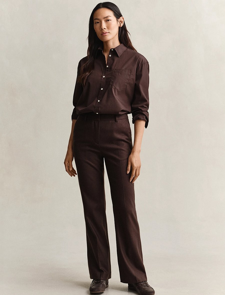 Gant - REL CLASSIC POPLIN SHIRT - långärmade skjortor - deep brown - 4
