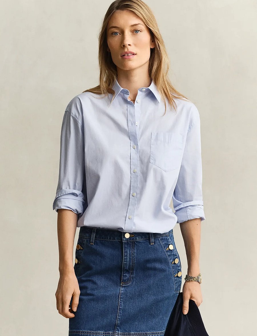 Gant - REL CLASSIC POPLIN SHIRT - långärmade skjortor - light blue - 0
