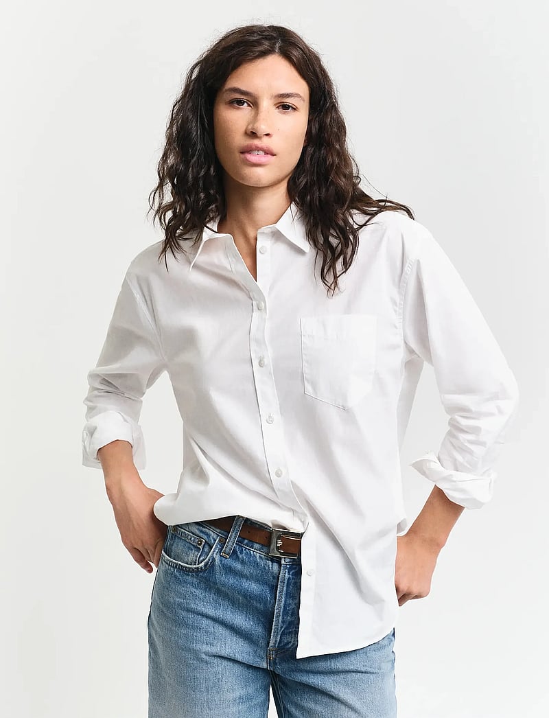 GANT - REL CLASSIC POPLIN SHIRT - langärmlige hemden - white - 0