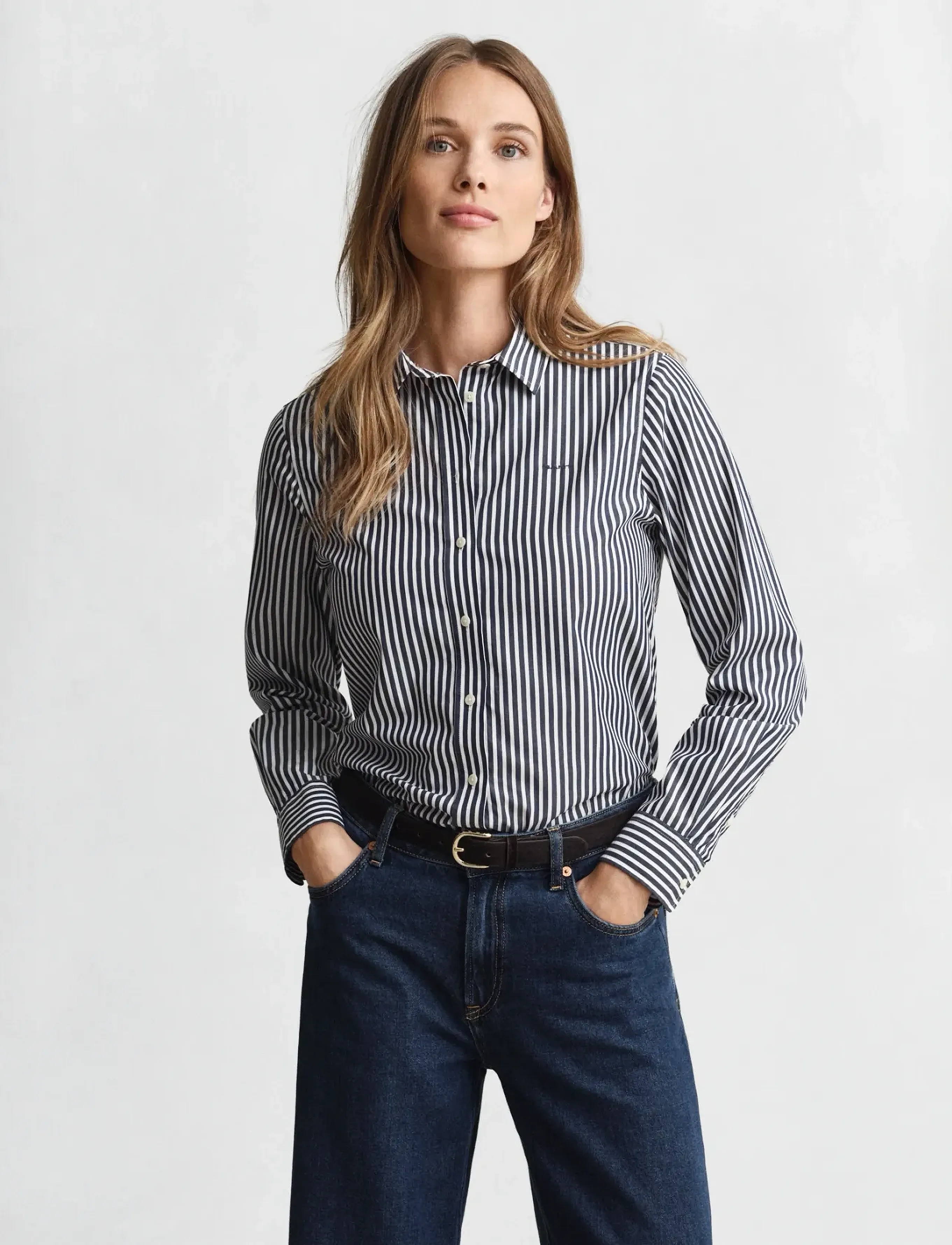 GANT REG CLASSIC POPLIN STRIPED SHIRT - Hemden - CLASSIC BLUE / navy