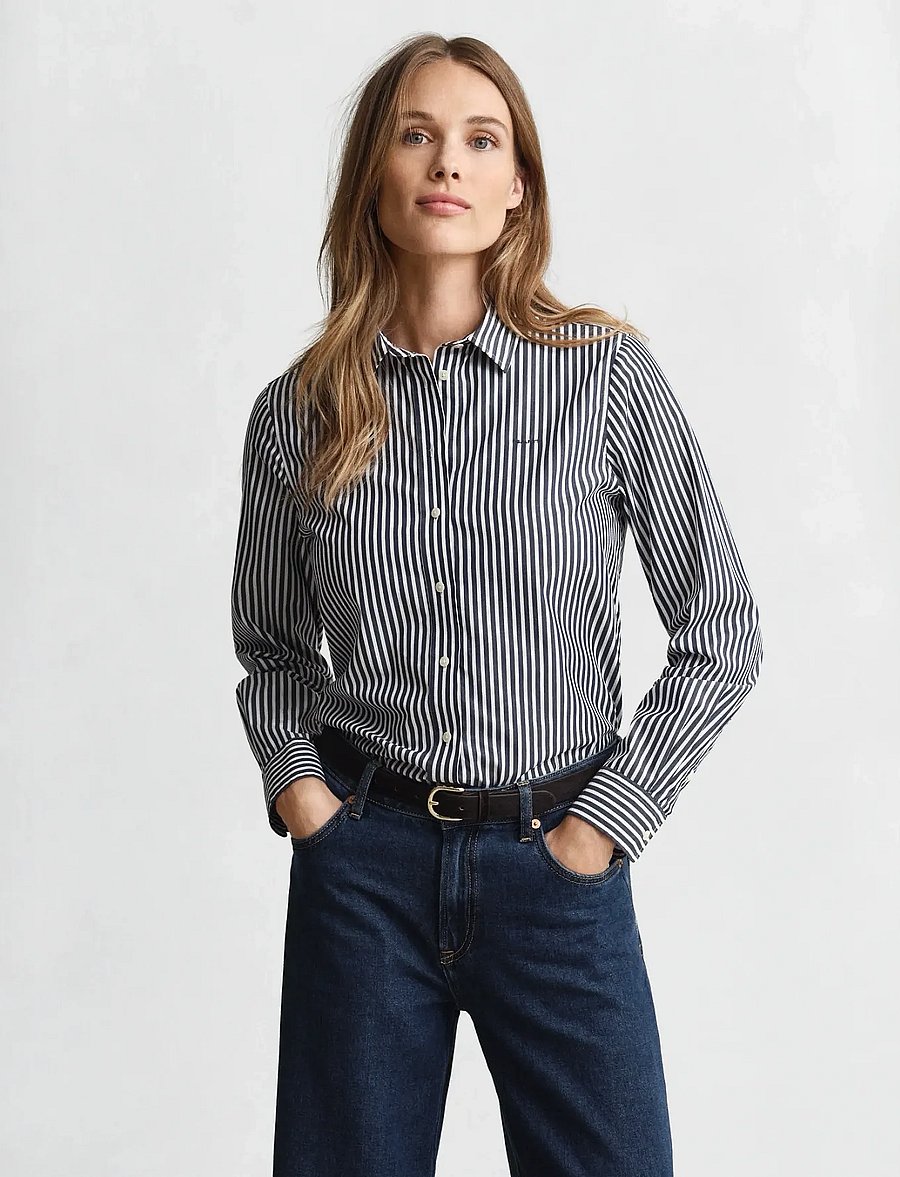 Gant - REG CLASSIC POPLIN STRIPED SHIRT - langärmlige hemden - classic blue - 0